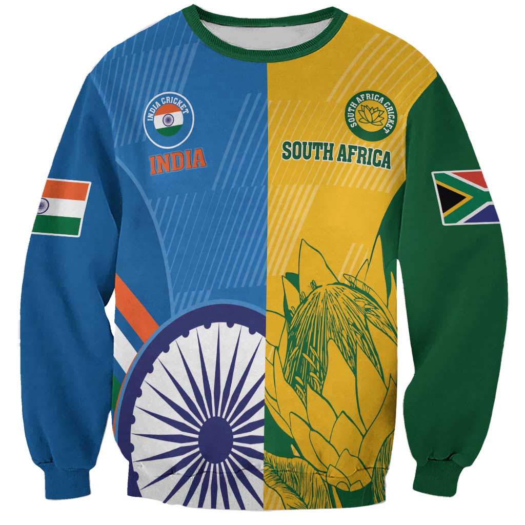 Custom India And South Africa Cricket Sweatshirt 2024 Together Dynamic Version - Wonder Print Shop