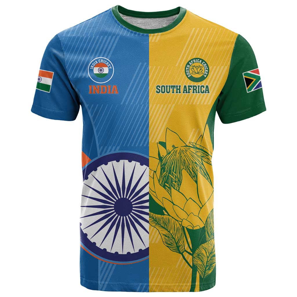 Custom India And South Africa Cricket T Shirt 2024 Together Dynamic Version - Wonder Print Shop