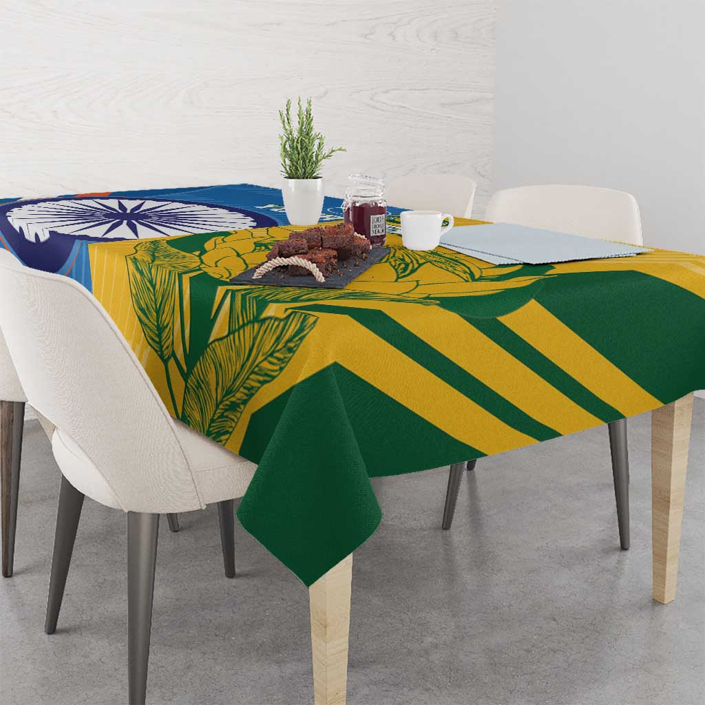 Custom India And South Africa Cricket Tablecloth 2024 Together Dynamic Version - Wonder Print Shop