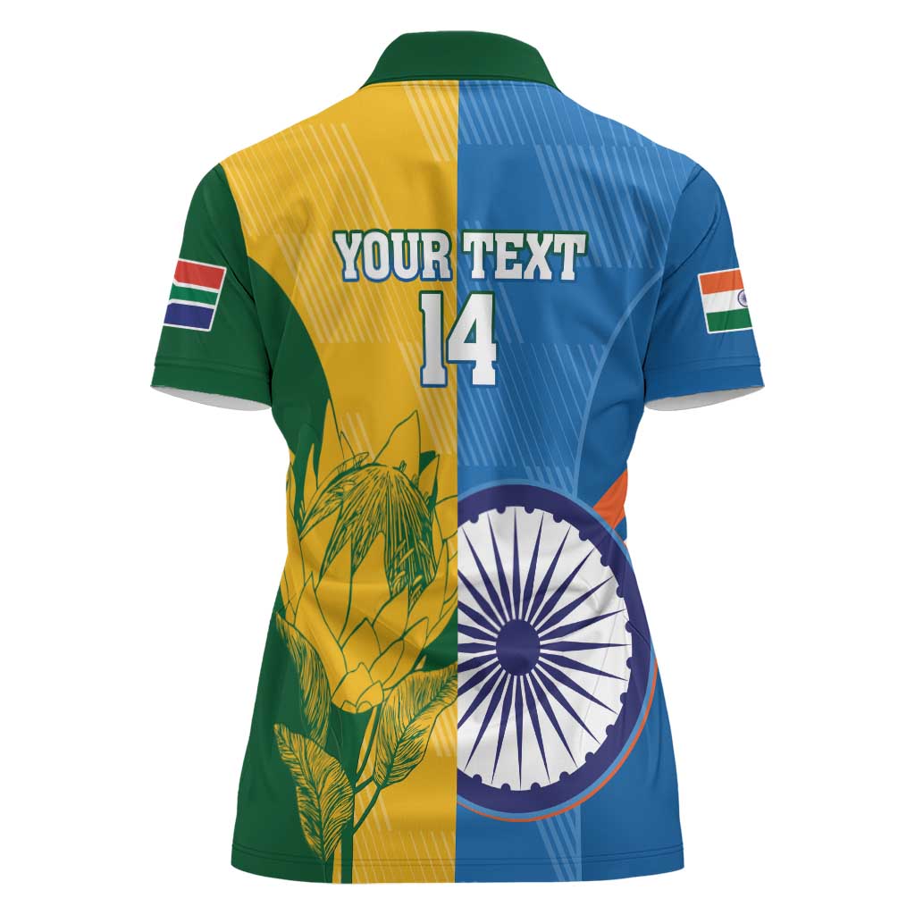 Custom India And South Africa Cricket Women Polo Shirt 2024 Together Dynamic Version - Wonder Print Shop