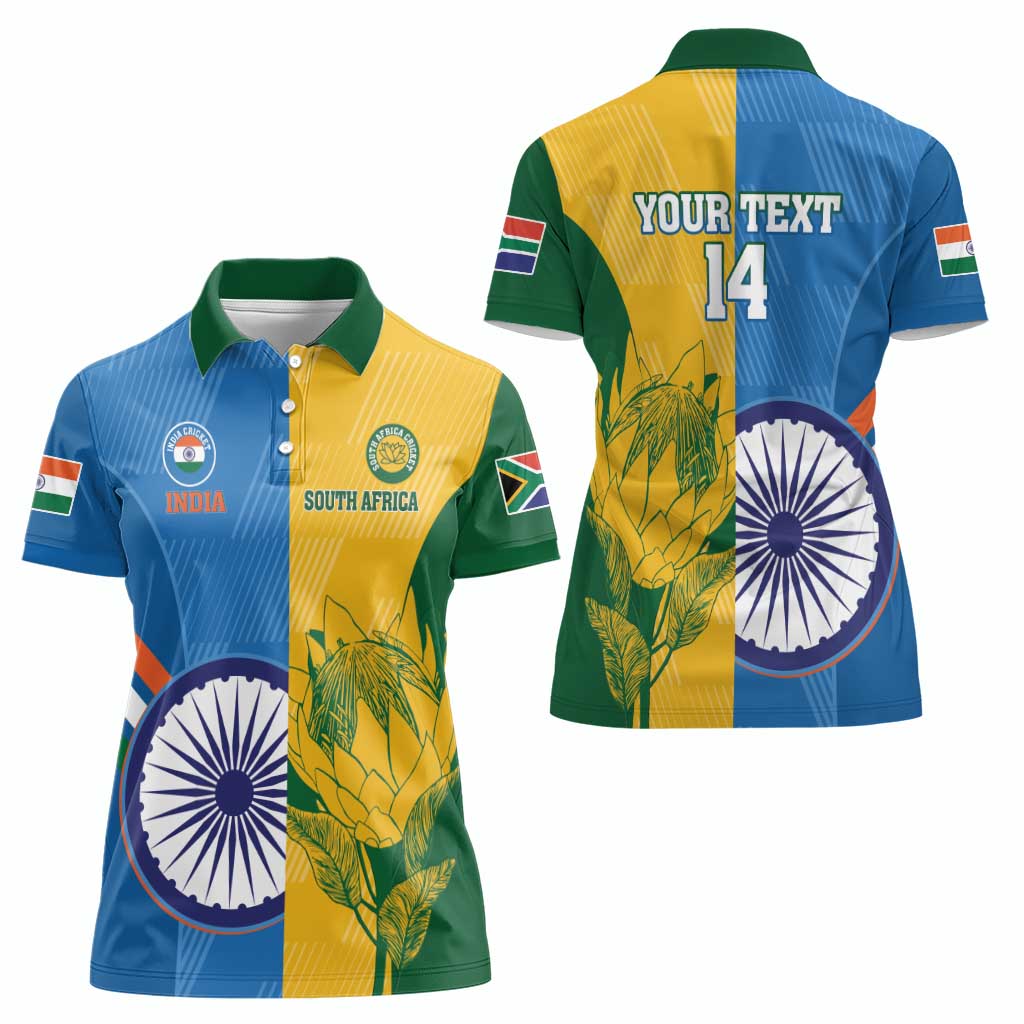 Custom India And South Africa Cricket Women Polo Shirt 2024 Together Dynamic Version - Wonder Print Shop
