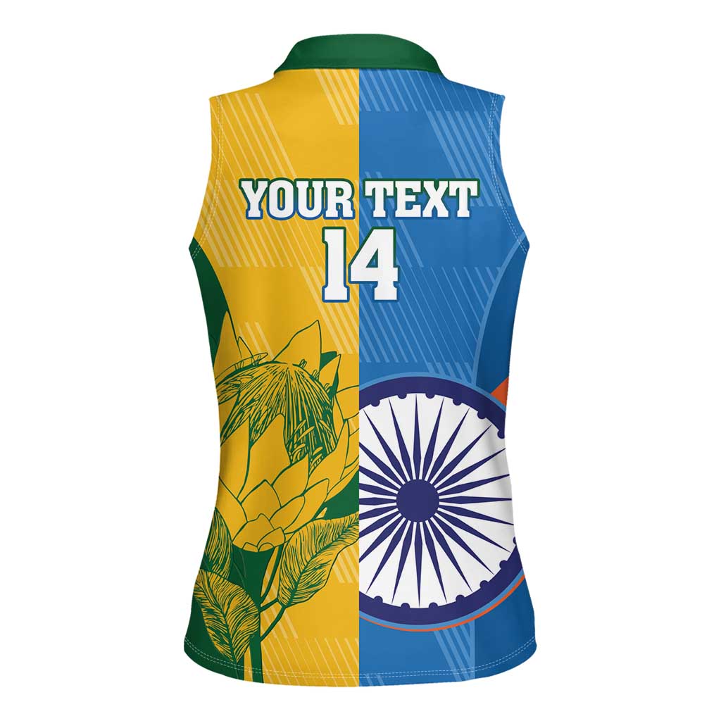 Custom India And South Africa Cricket Women Sleeveless Polo Shirt 2024 Together Dynamic Version - Wonder Print Shop
