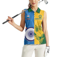 Custom India And South Africa Cricket Women Sleeveless Polo Shirt 2024 Together Dynamic Version - Wonder Print Shop
