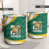 Australia 2026 Soccer Laundry Basket Go Socceroos Kangaroo Mascot Green Sporty