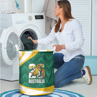 Australia 2026 Soccer Laundry Basket Go Socceroos Kangaroo Mascot Green Sporty