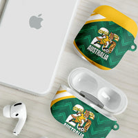 Australia 2026 Soccer AirPods Case Go Socceroos Kangaroo Mascot Green Sporty