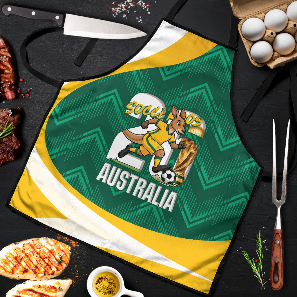 Australia 2026 Soccer Apron Go Socceroos Kangaroo Mascot Green Sporty