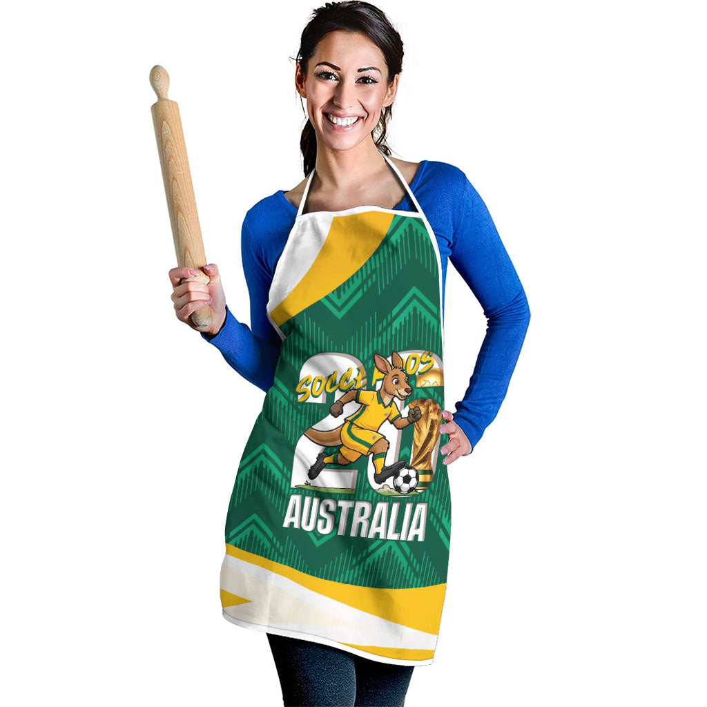 Australia 2026 Soccer Apron Go Socceroos Kangaroo Mascot Green Sporty