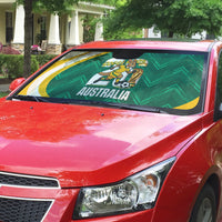 Australia 2026 Soccer Auto Sun Shade Go Socceroos Kangaroo Mascot Green Sporty