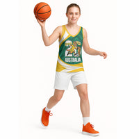 Australia 2026 Soccer Custom Basketball Jersey Go Socceroos Kangaroo Mascot Green Sporty