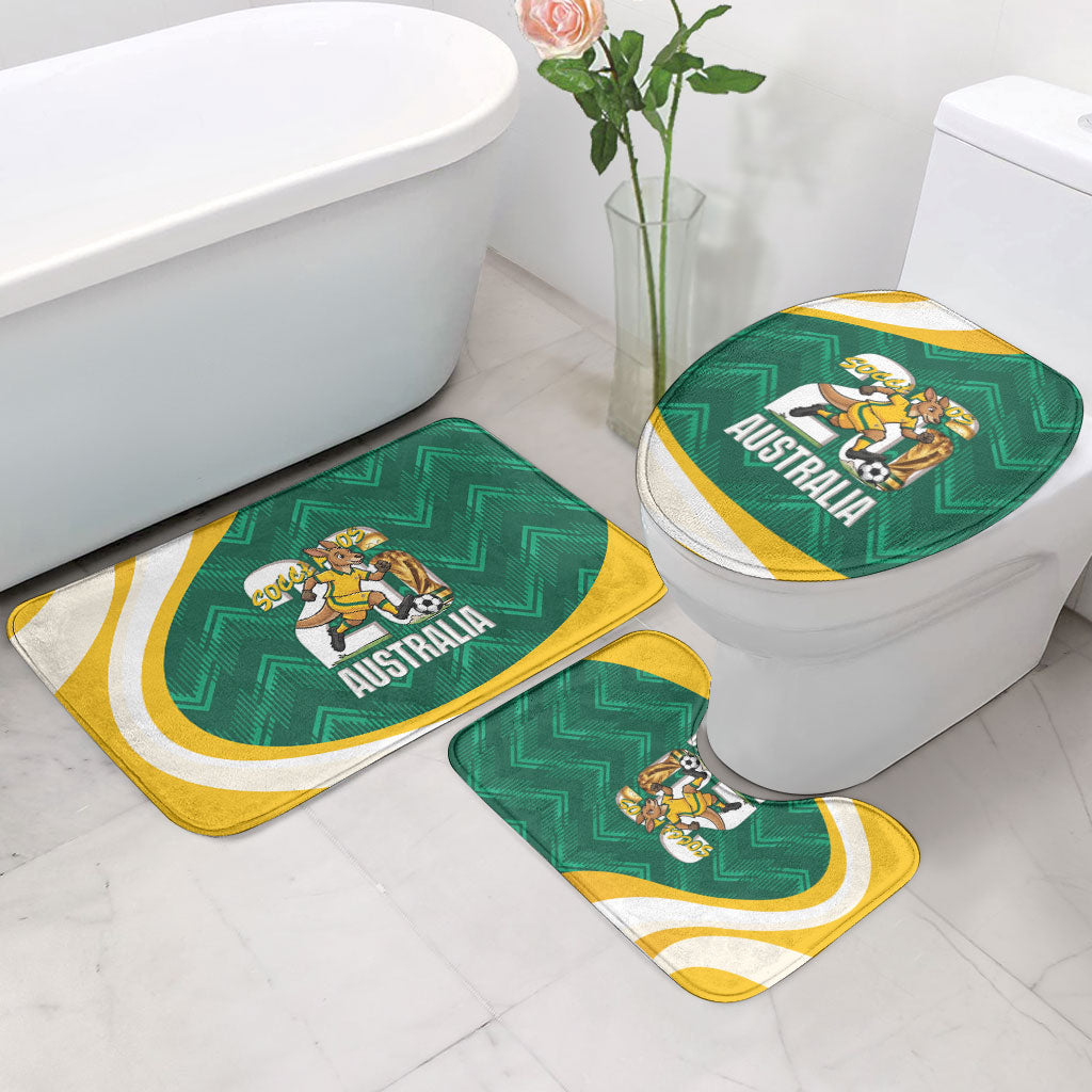 Australia 2026 Soccer Bathroom Set Go Socceroos Kangaroo Mascot Green Sporty