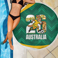 Australia 2026 Soccer Beach Blanket Go Socceroos Kangaroo Mascot Green Sporty