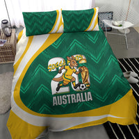 Australia 2026 Soccer Bedding Set Go Socceroos Kangaroo Mascot Green Sporty