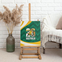 Australia 2026 Soccer Canvas Wall Art Go Socceroos Kangaroo Mascot Green Sporty