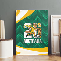 Australia 2026 Soccer Canvas Wall Art Go Socceroos Kangaroo Mascot Green Sporty