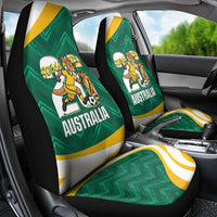 Australia 2026 Soccer Car Seat Cover Go Socceroos Kangaroo Mascot Green Sporty