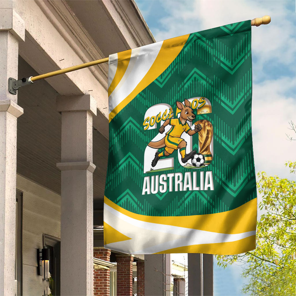 Australia 2026 Soccer Garden Flag Go Socceroos Kangaroo Mascot Green Sporty