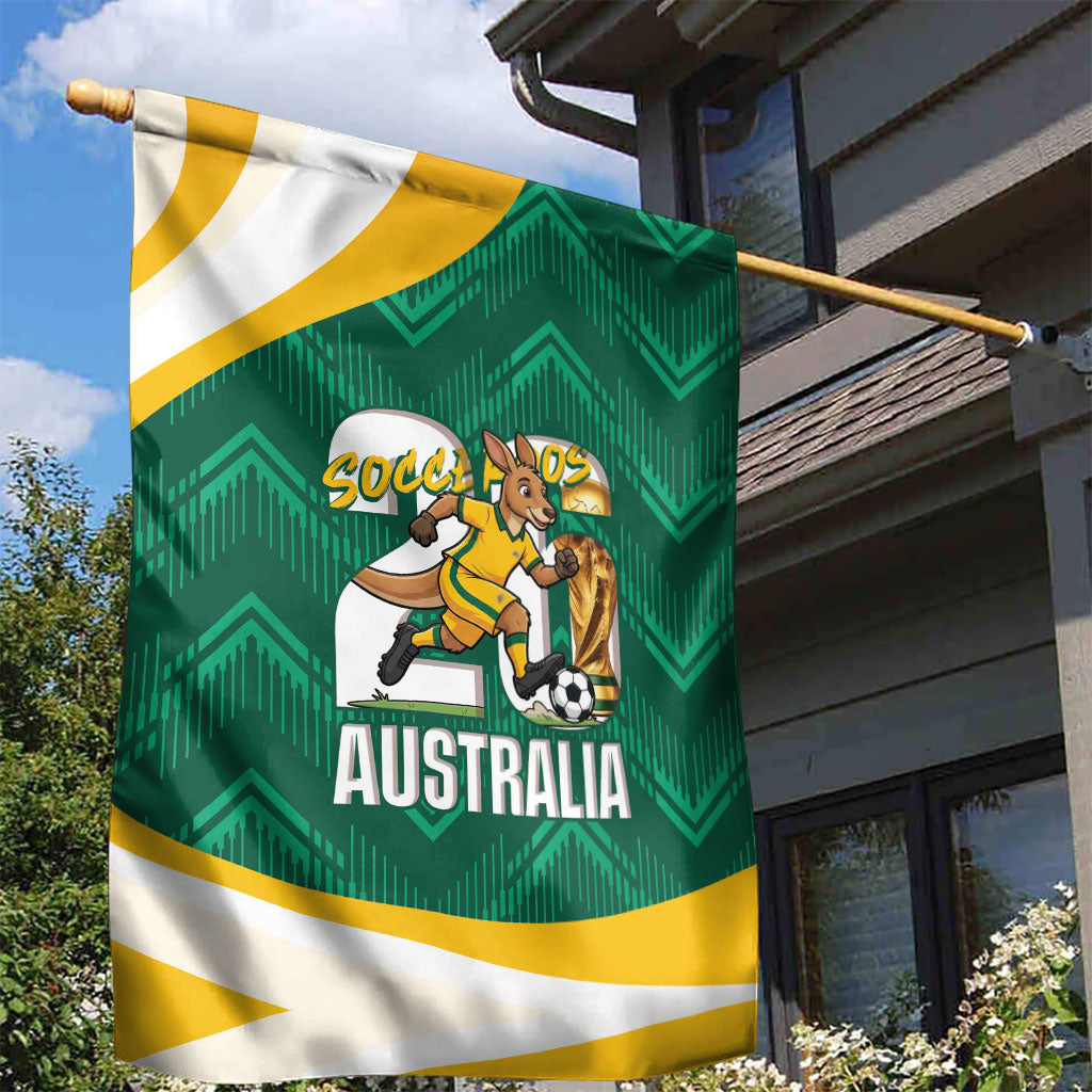 Australia 2026 Soccer Garden Flag Go Socceroos Kangaroo Mascot Green Sporty