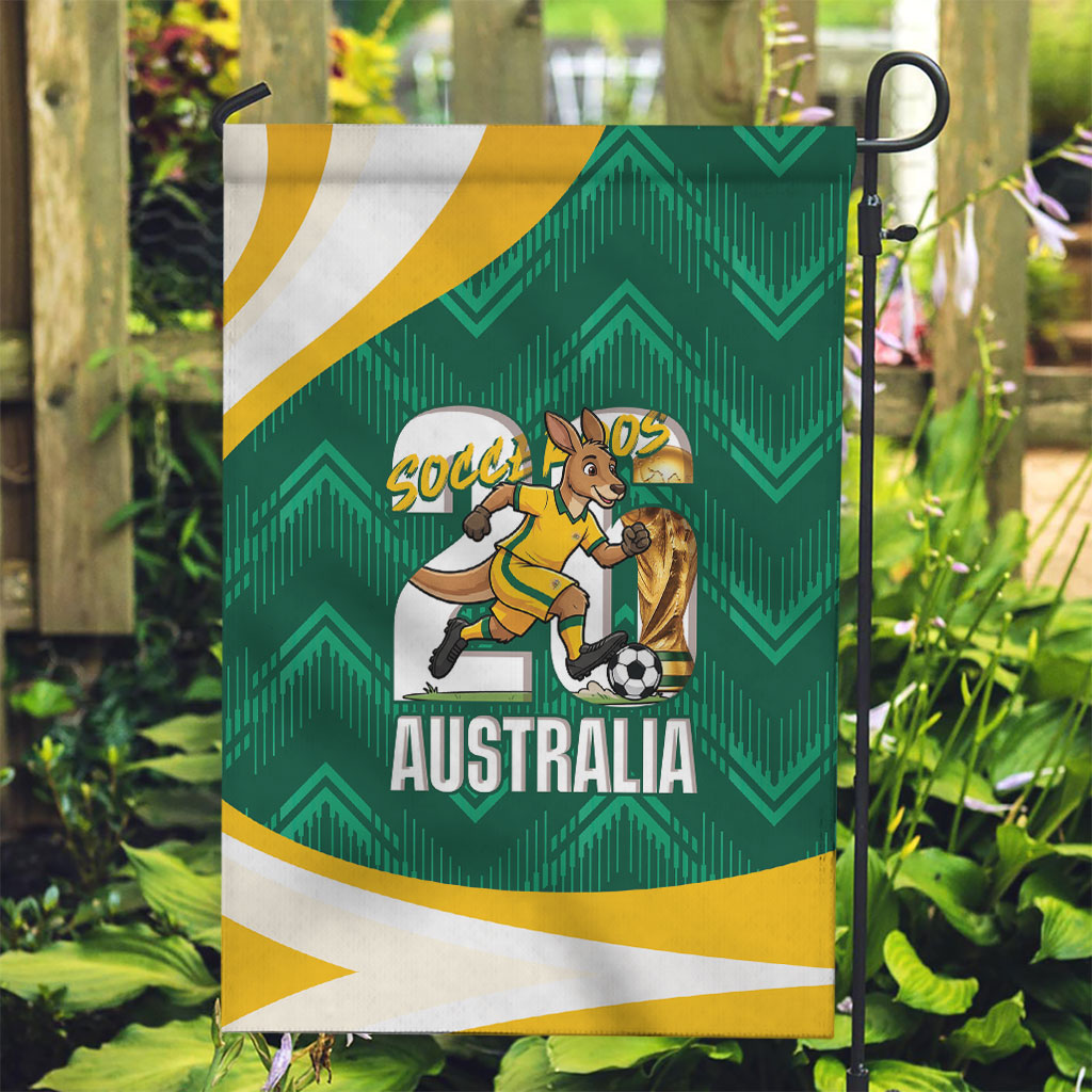 Australia 2026 Soccer Garden Flag Go Socceroos Kangaroo Mascot Green Sporty