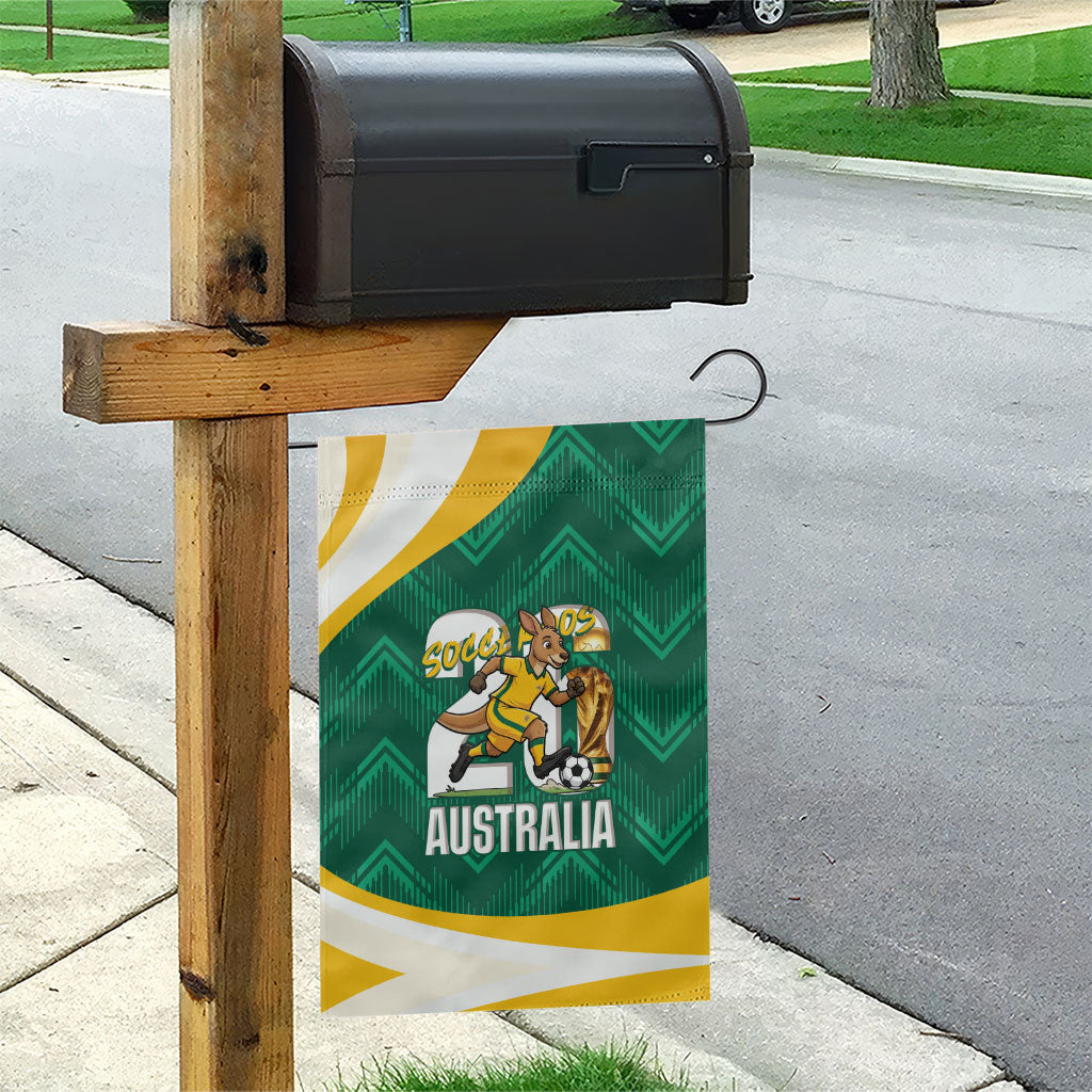 Australia 2026 Soccer Garden Flag Go Socceroos Kangaroo Mascot Green Sporty