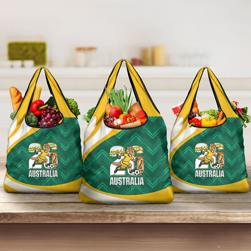 Australia 2026 Soccer Grocery Bag Go Socceroos Kangaroo Mascot Green Sporty