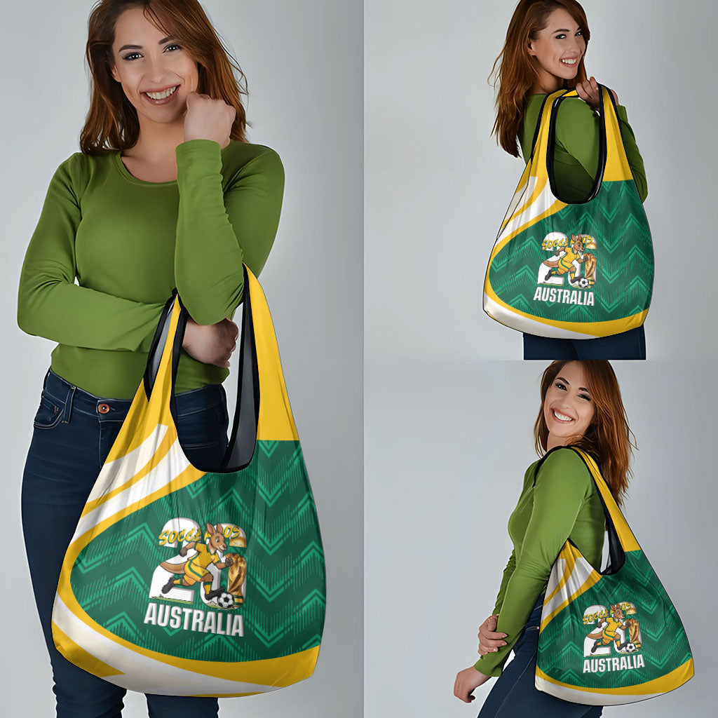 Australia 2026 Soccer Grocery Bag Go Socceroos Kangaroo Mascot Green Sporty