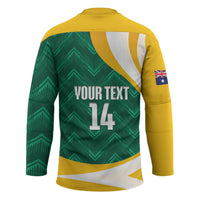 Australia 2026 Soccer Custom Hockey Jersey Go Socceroos Kangaroo Mascot Green Sporty