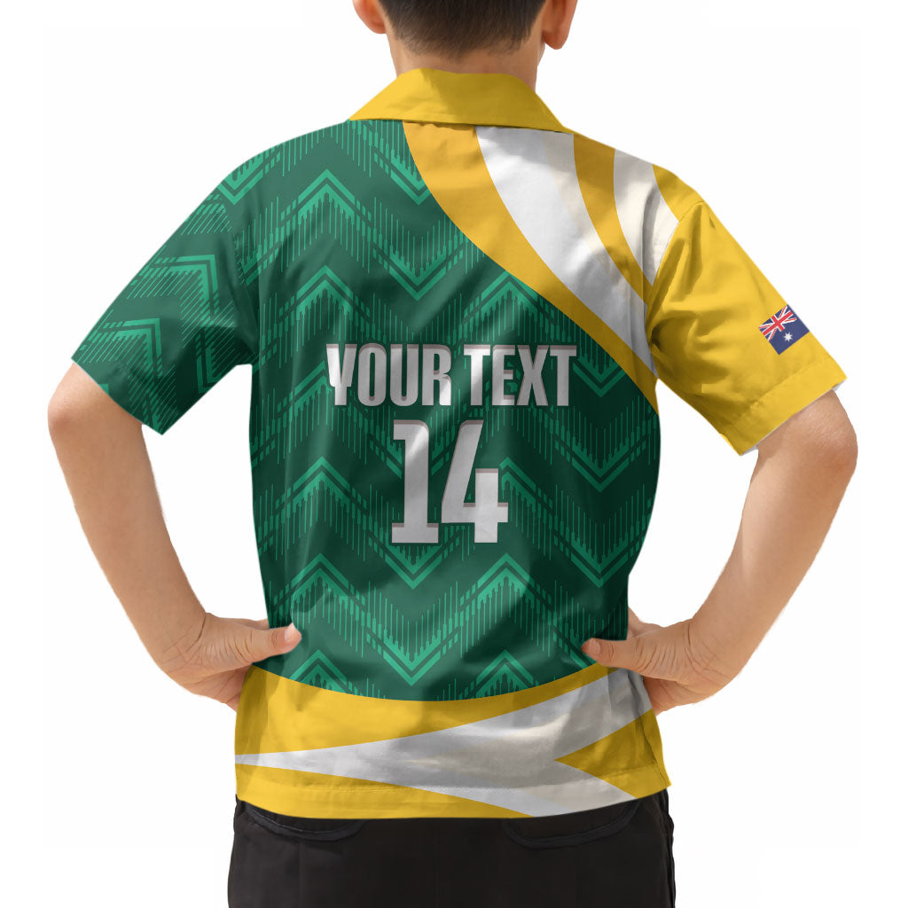 Australia 2026 Soccer Custom Kid Hawaiian Shirt Go Socceroos Kangaroo Mascot Green Sporty LT14