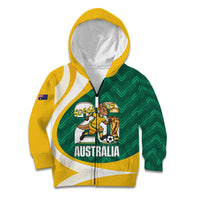Australia 2026 Soccer Custom Kid Hoodie Go Socceroos Kangaroo Mascot Green Sporty