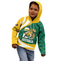 Australia 2026 Soccer Custom Kid Hoodie Go Socceroos Kangaroo Mascot Green Sporty