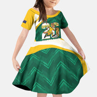 Australia 2026 Soccer Custom Kid Short Sleeve Dress Go Socceroos Kangaroo Mascot Green Sporty