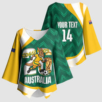 Australia 2026 Soccer Custom Kimono Sleeve Blouse Go Socceroos Kangaroo Mascot Green Sporty