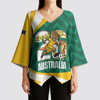 Australia 2026 Soccer Custom Kimono Sleeve Blouse Go Socceroos Kangaroo Mascot Green Sporty