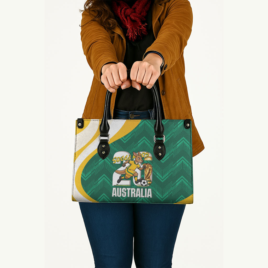 Australia 2026 Soccer Leather Bag Go Socceroos Kangaroo Mascot Green Sporty