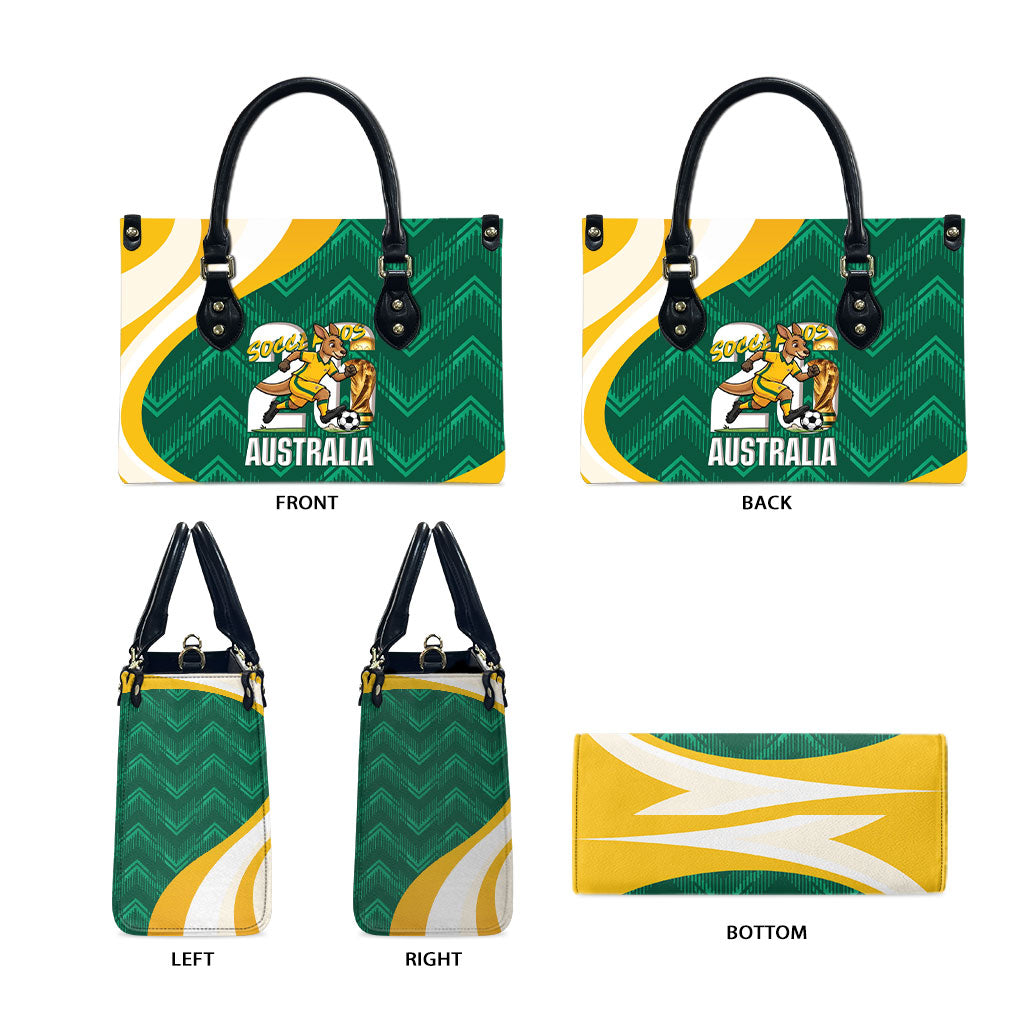 Australia 2026 Soccer Leather Bag Go Socceroos Kangaroo Mascot Green Sporty