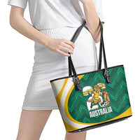 Australia 2026 Soccer Leather Tote Bag Go Socceroos Kangaroo Mascot Green Sporty