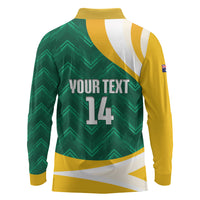 Australia 2026 Soccer Custom Long Sleeve Polo Shirt Go Socceroos Kangaroo Mascot Green Sporty