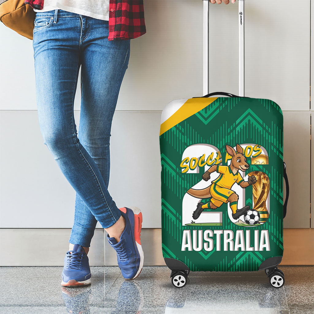 Australia 2026 Soccer Luggage Cover Go Socceroos Kangaroo Mascot Green Sporty