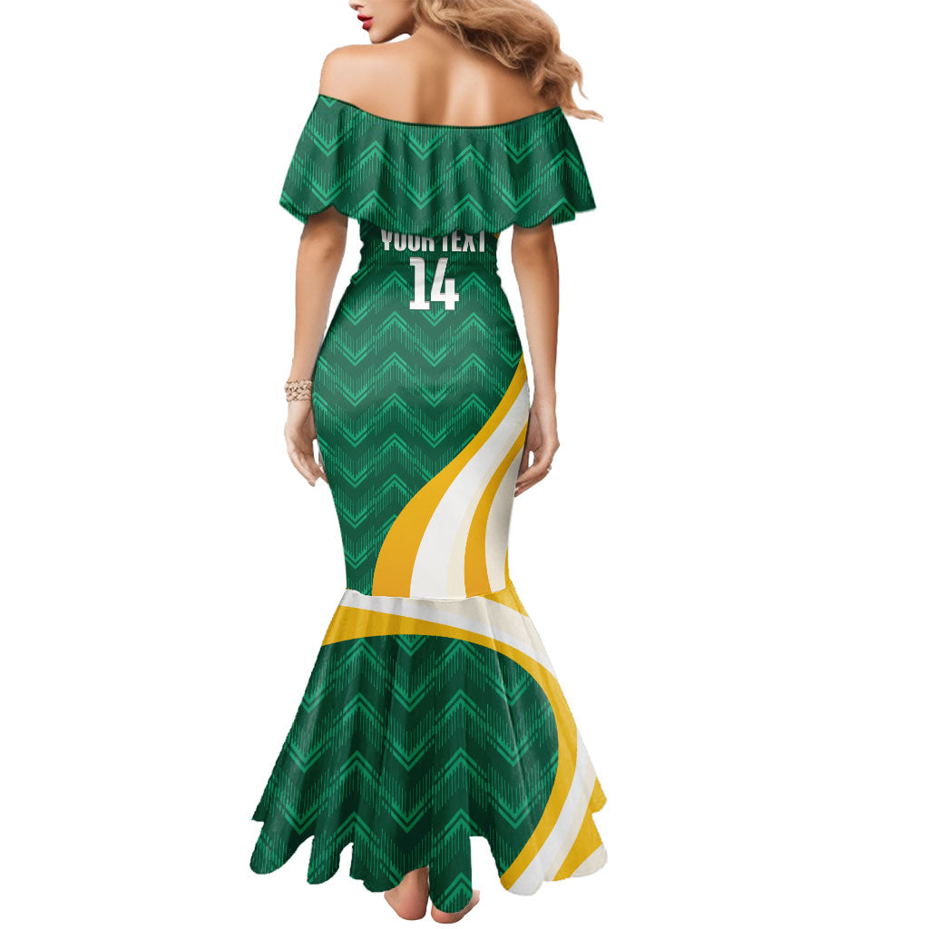 Australia 2026 Soccer Custom Mermaid Dress Go Socceroos Kangaroo Mascot Green Sporty