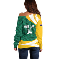 Australia 2026 Soccer Custom Off Shoulder Sweater Go Socceroos Kangaroo Mascot Green Sporty