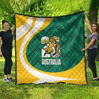 Australia 2026 Soccer Quilt Go Socceroos Kangaroo Mascot Green Sporty