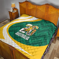 Australia 2026 Soccer Quilt Go Socceroos Kangaroo Mascot Green Sporty