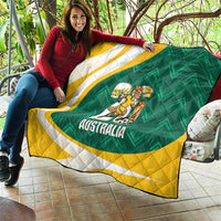 Australia 2026 Soccer Quilt Go Socceroos Kangaroo Mascot Green Sporty