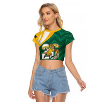 Australia 2026 Soccer Custom Raglan Cropped T Shirt Go Socceroos Kangaroo Mascot Green Sporty