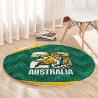 Australia 2026 Soccer Round Carpet Go Socceroos Kangaroo Mascot Green Sporty