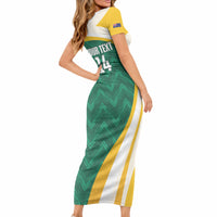 Australia 2026 Soccer Custom Short Sleeve Bodycon Dress Go Socceroos Kangaroo Mascot Green Sporty LT14