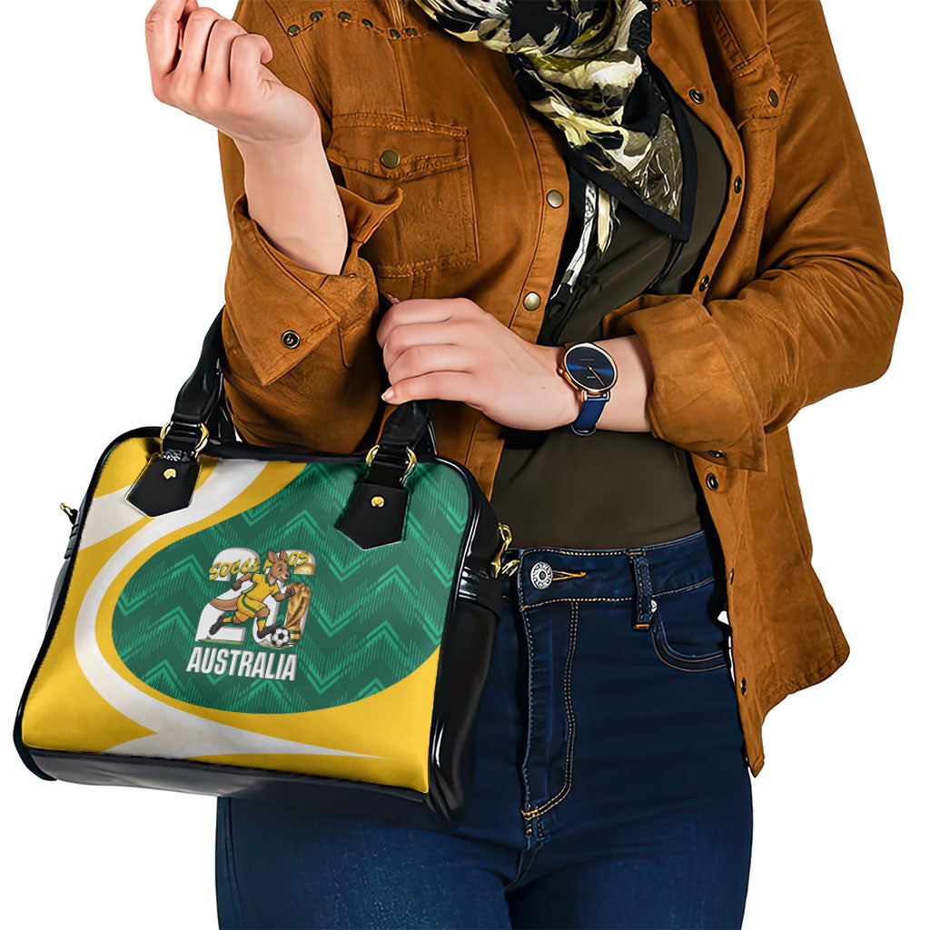 Australia 2026 Soccer Shoulder Handbag Go Socceroos Kangaroo Mascot Green Sporty