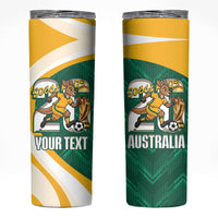 Australia 2026 Soccer Custom Skinny Tumbler Go Socceroos Kangaroo Mascot Green Sporty