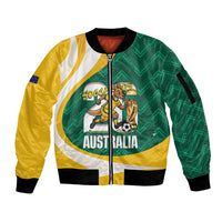Australia 2026 Soccer Custom Sleeve Zip Bomber Jacket Go Socceroos Kangaroo Mascot Green Sporty