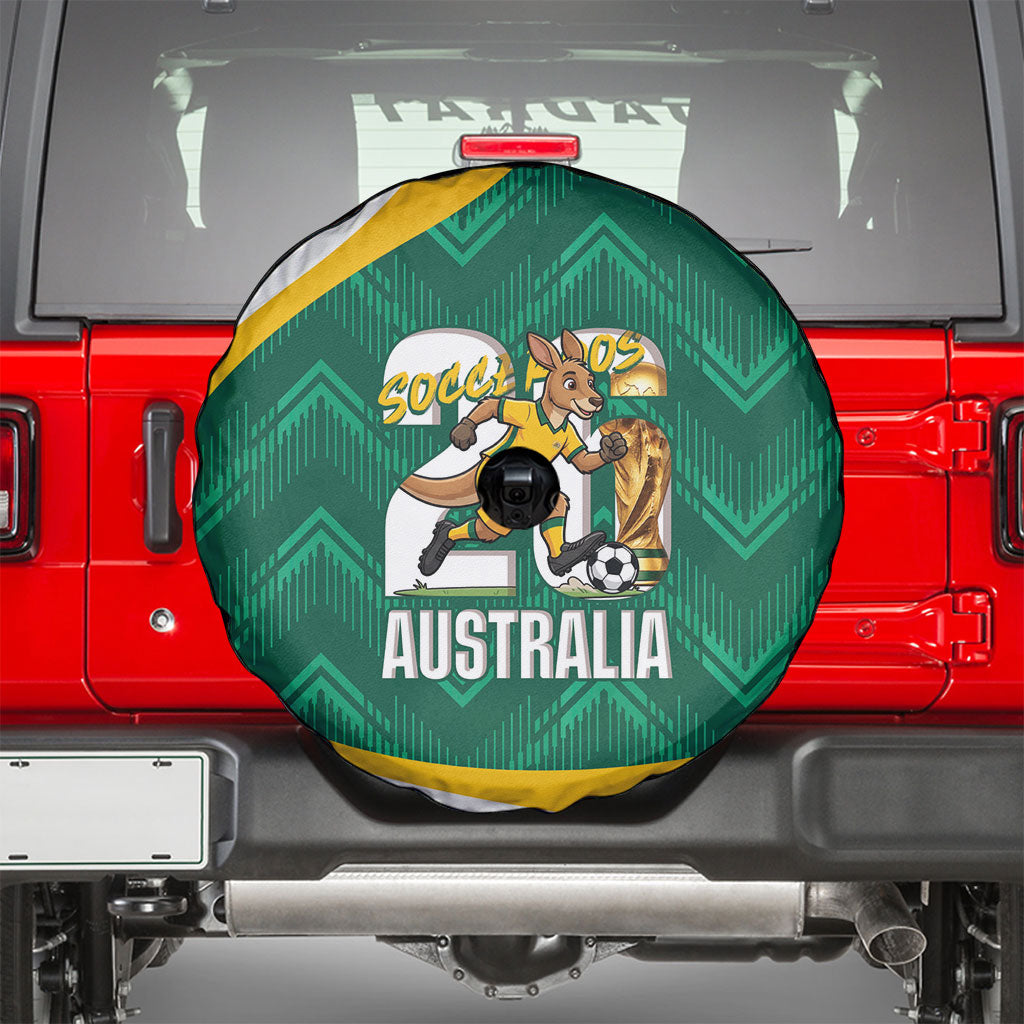 Australia 2026 Soccer Spare Tire Cover Go Socceroos Kangaroo Mascot Green Sporty
